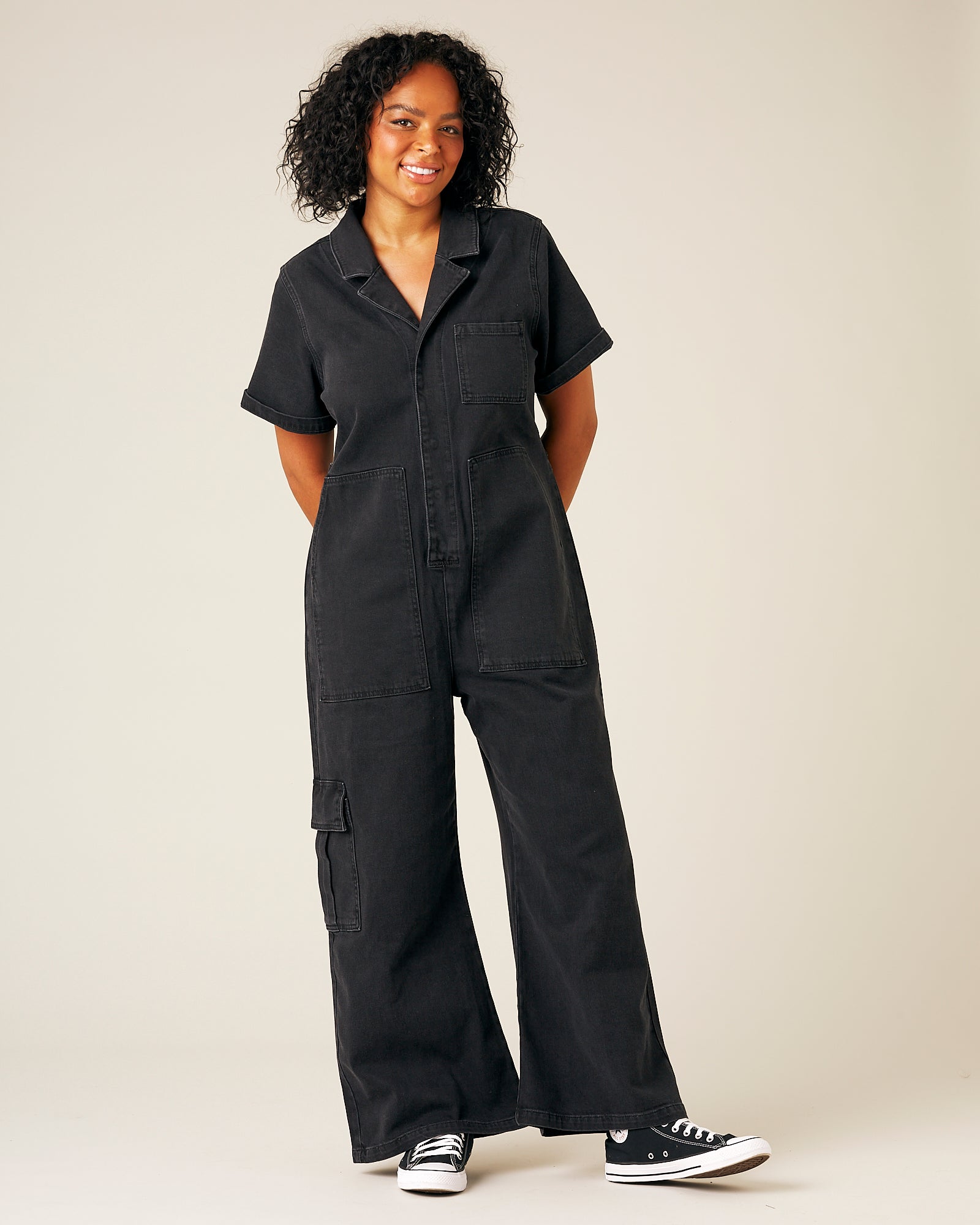 Charlie Denim Jumpsuit Washed Black Beyond Nine