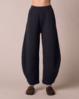 Helina Washed Black Jersey Trousers