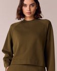 Noa Earth Green Fleeceback Jersey Jumper