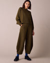 Pascale Earth Green Fleeceback Jersey Trousers