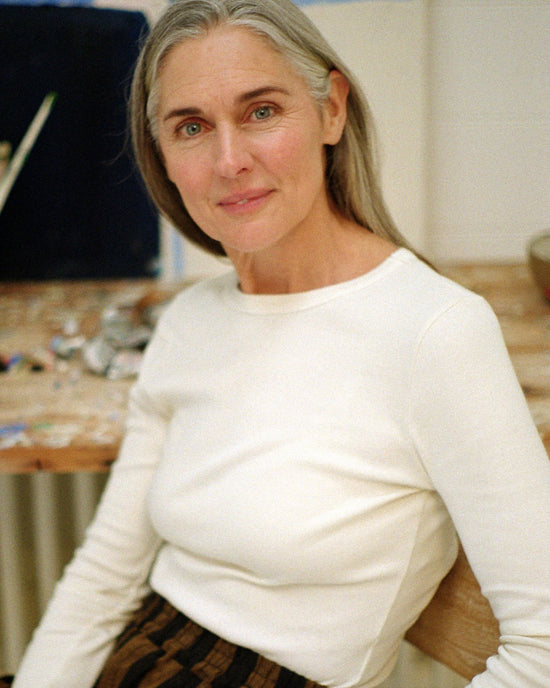 model wears lila bone jersey top