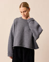 model wears coco charcoal knitted jumper