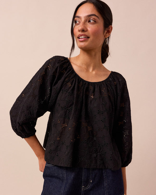 Layla Black Broderie Top