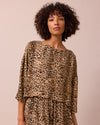 model wears lily leopard print cupro top