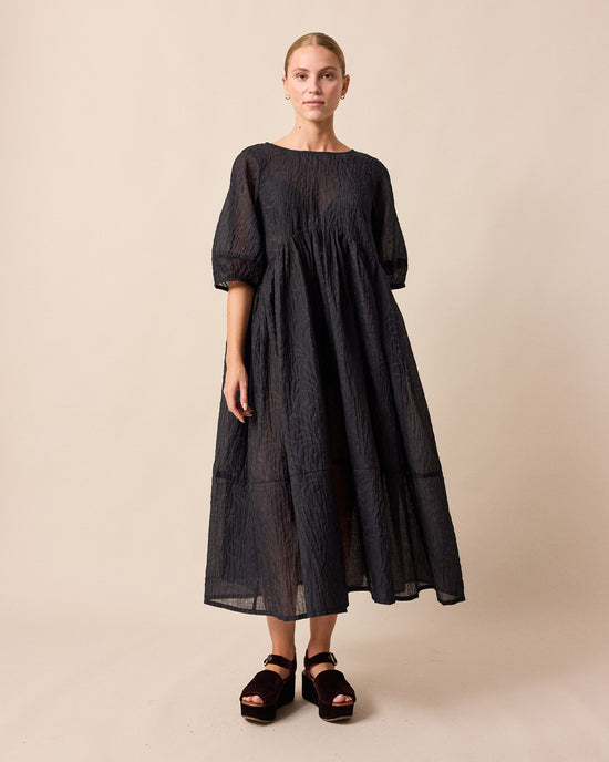 model wears prue organza dress