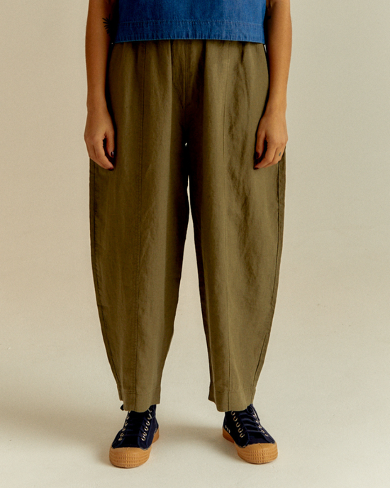 Mabel Khaki Linen Trousers Beyond Nine