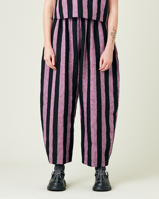 Mabel Pink Black Stripe Linen Trousers Beyond Nine