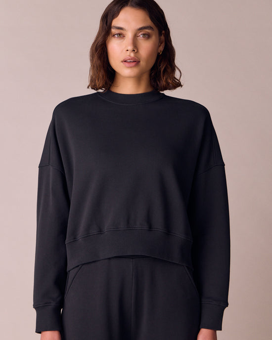 Eden Washed Black Fleeceback Jersey Jumper