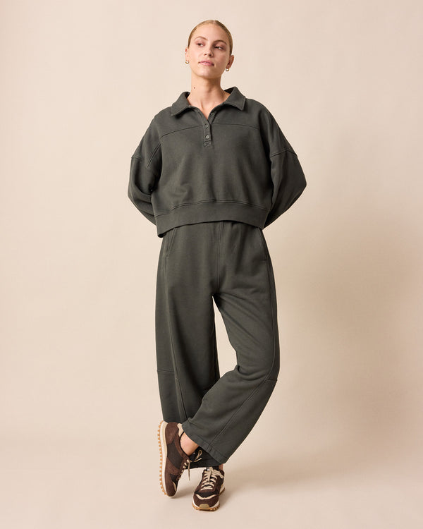 model wears cleo pumice jersey jumper