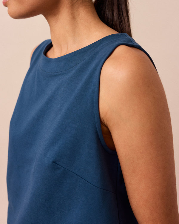 model wears esme french navy jersey top