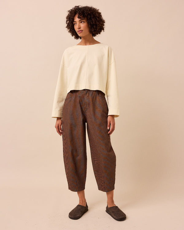 model wears peggy bone jersey top