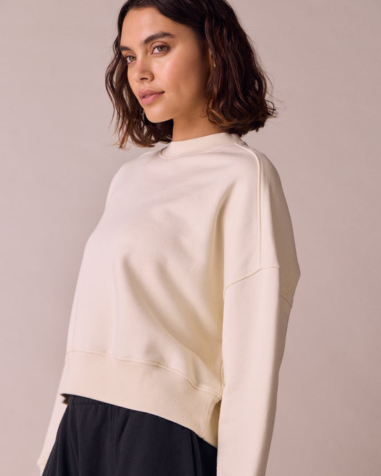 model wears eden bone jersey jumper