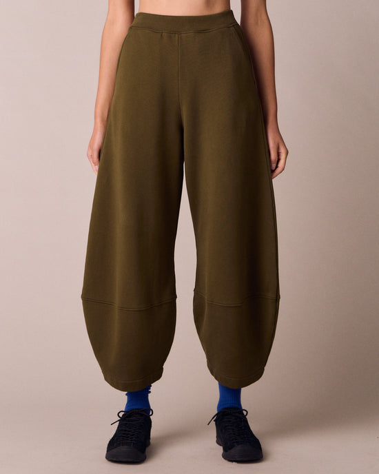 Pascale Earth Green Fleeceback Jersey Trousers