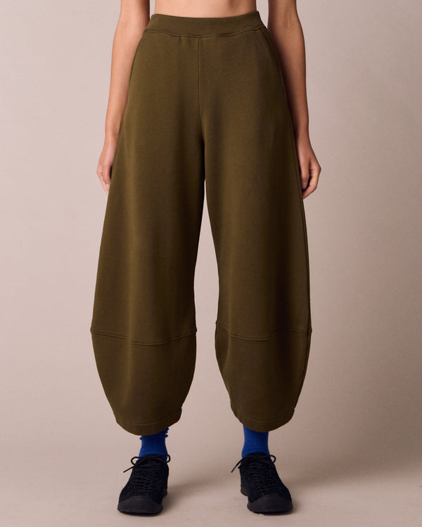Pascale Earth Green Fleeceback Jersey Trousers