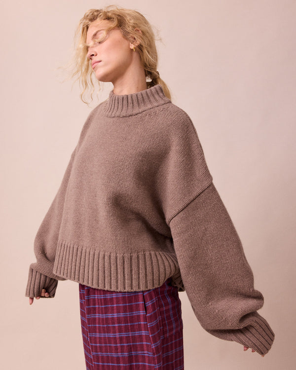 model wears kimi mink knitted jumper