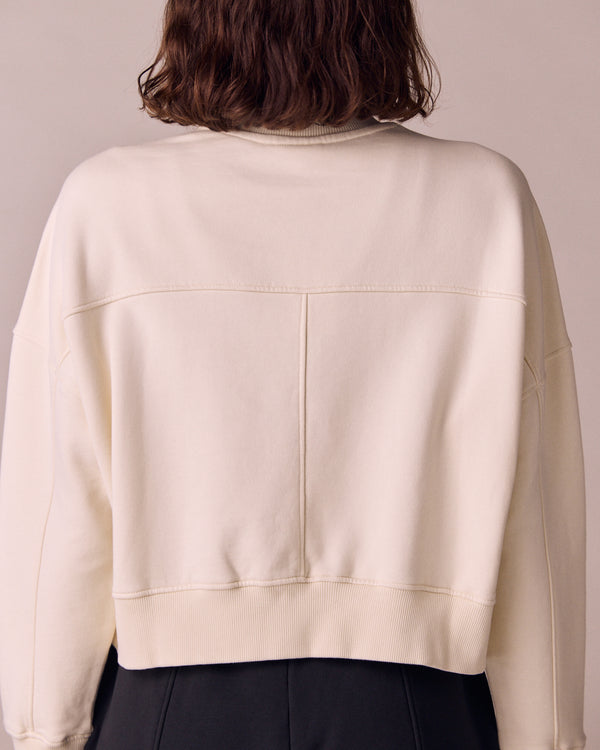 model wears eden bone jersey jumper