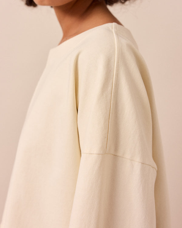 model wears peggy bone jersey top