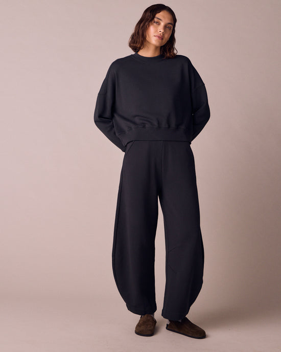 Eden Washed Black Fleeceback Jersey Jumper