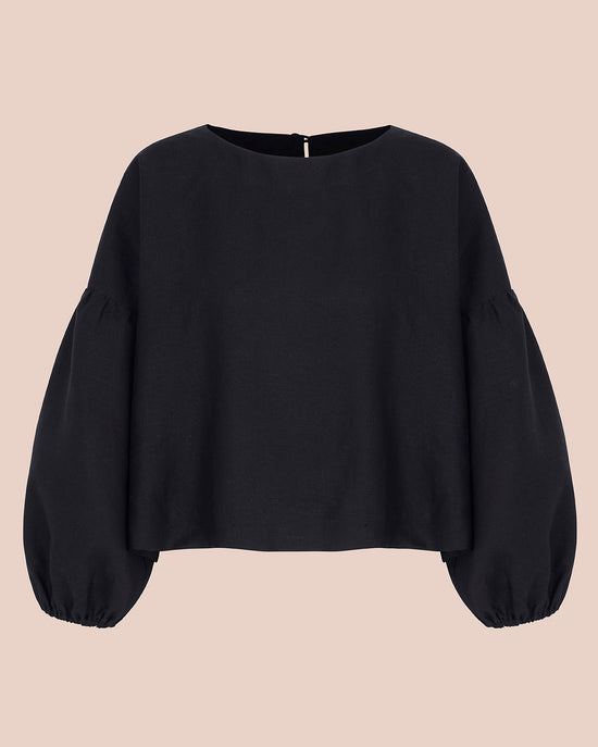 aisha black linen top