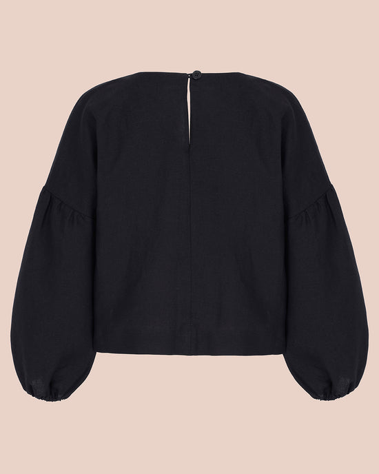 aisha black linen top