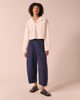 Dana Midnight Pinstripe Cotton Linen Trousers