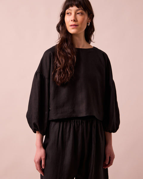 Aisha Black Linen Top – Beyond Nine