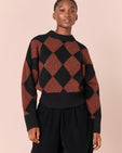 Alora Rust Harlequin Knitted Jumper