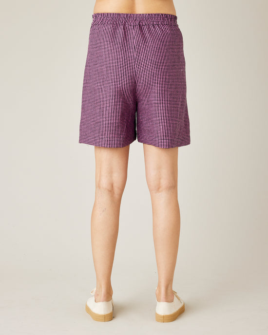 Ari Pink & Black Micro Check Linen Shorts