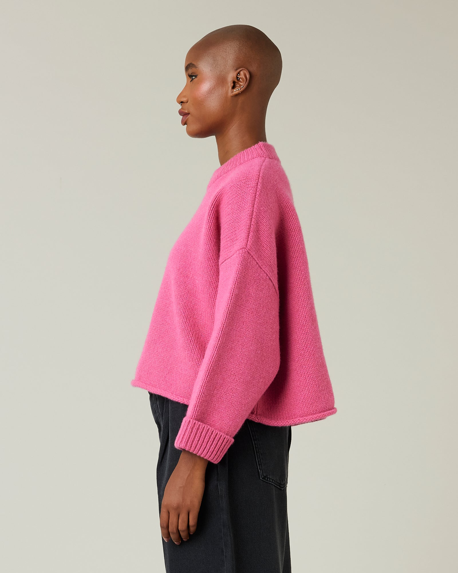 Pink knitted jumper deals