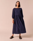 Berlin Midnight Pinstripe Cotton Linen Dress