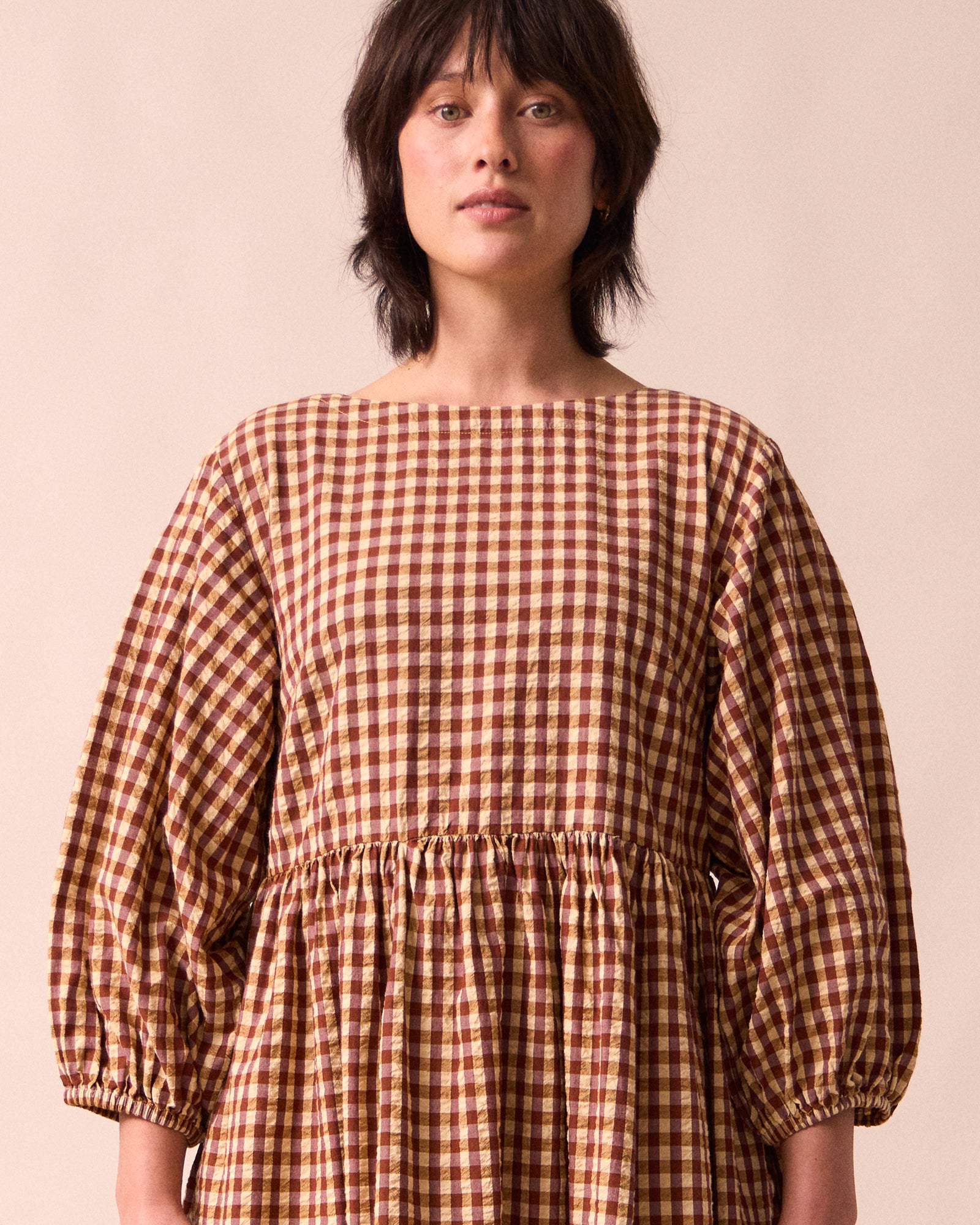 Berlin Tan Gingham Seersucker Dress – Beyond Nine