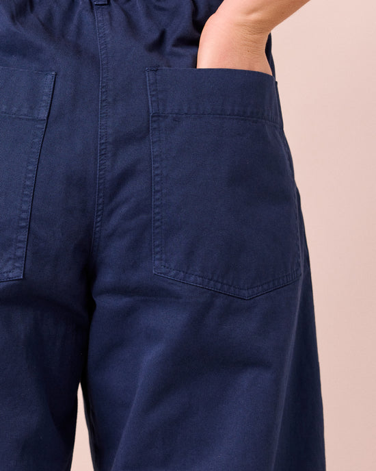 model wears blair ink denim jeans