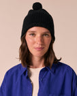 Bobble Black Knitted Hat