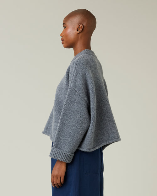 model wears charcoal coco knitted jumper