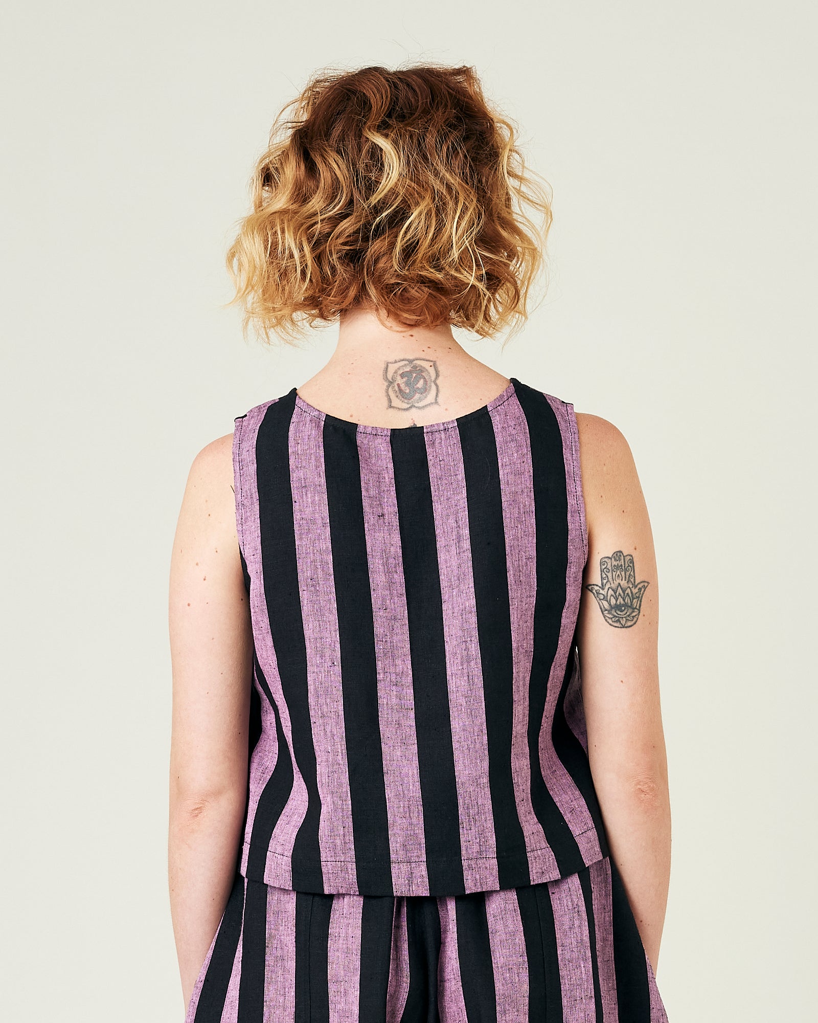 Esme Pink Black Stripe Linen Top Beyond Nine