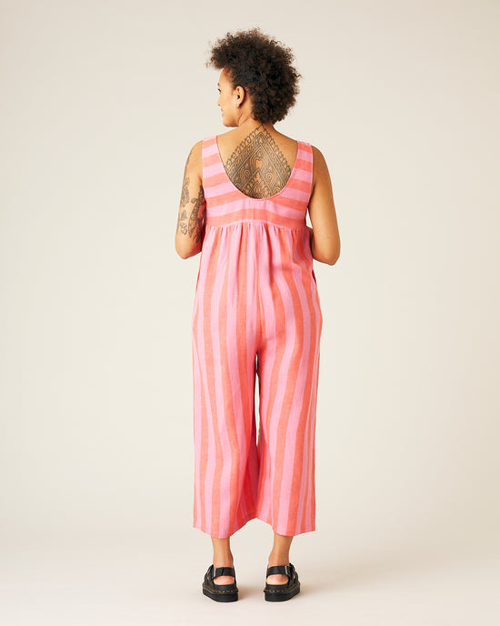 Savannah Jumpsuit - Pink and Red Stripe