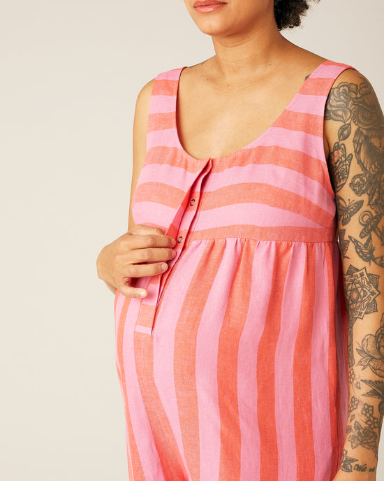 Savannah Jumpsuit - Pink and Red Stripe