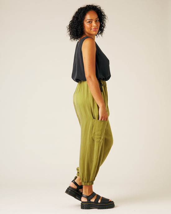 Yoli Cupro Trousers - Olive Oil