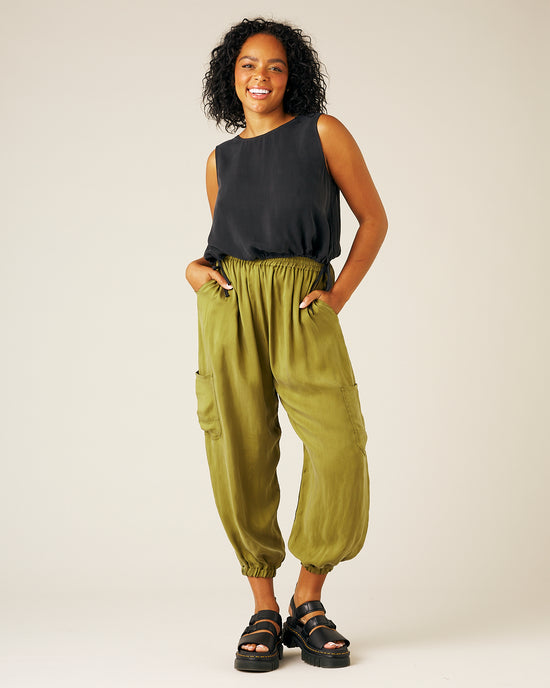 Yoli Cupro Trousers - Olive Oil