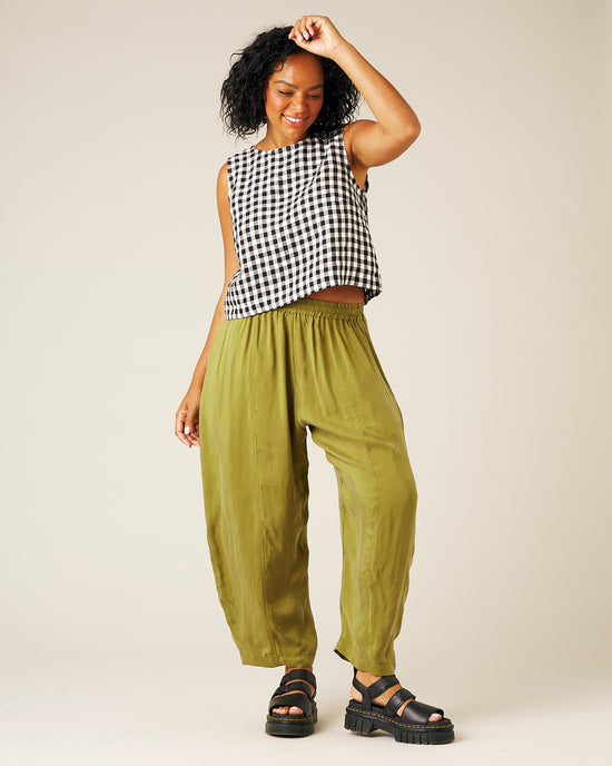 Mabel Cupro Trouser - Olive Oil