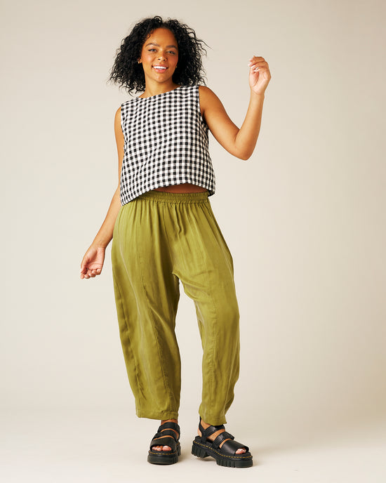 Mabel Cupro Trouser - Olive Oil