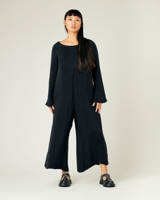 Thea Black Cupro Jumpsuit