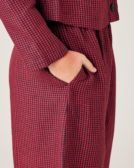 Sidney Red And Black Gingham Linen Top