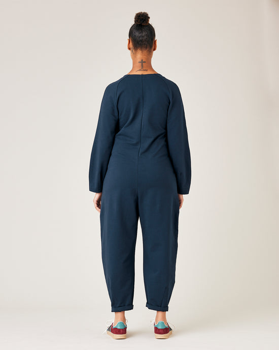 Flora Navy Organic Cotton Jersey Jumpsuit