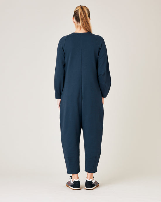 Flora Navy Organic Cotton Jersey Jumpsuit