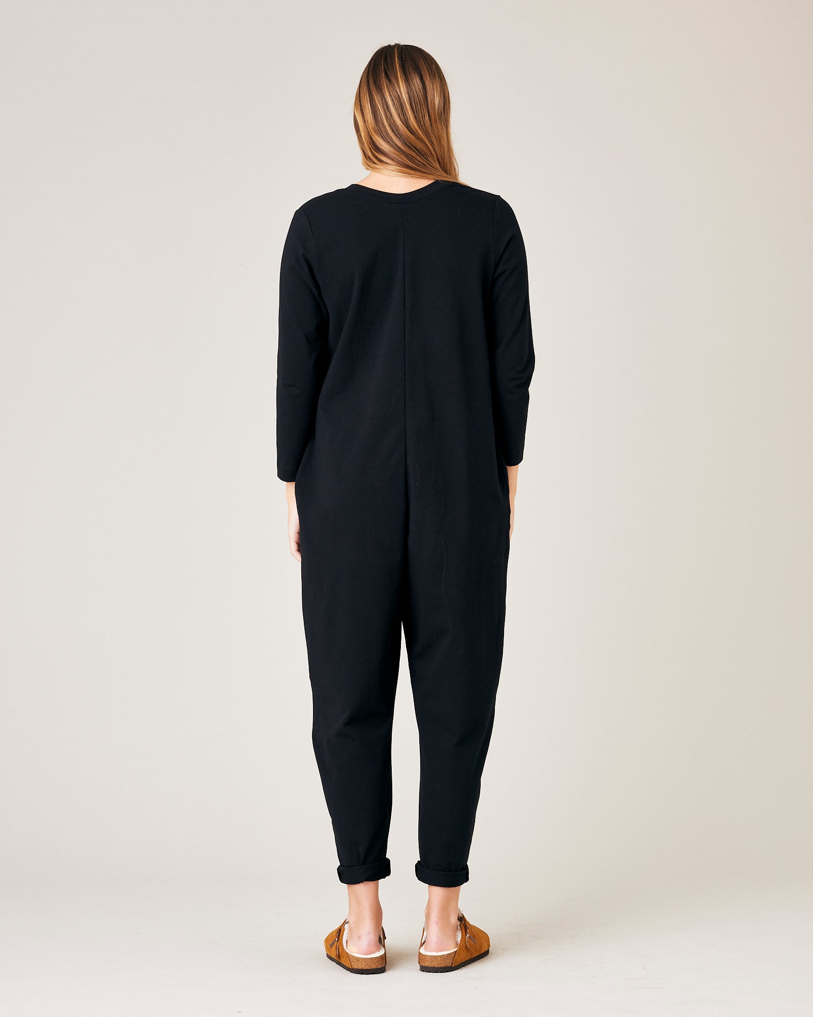 Black jersey knit jumpsuit online