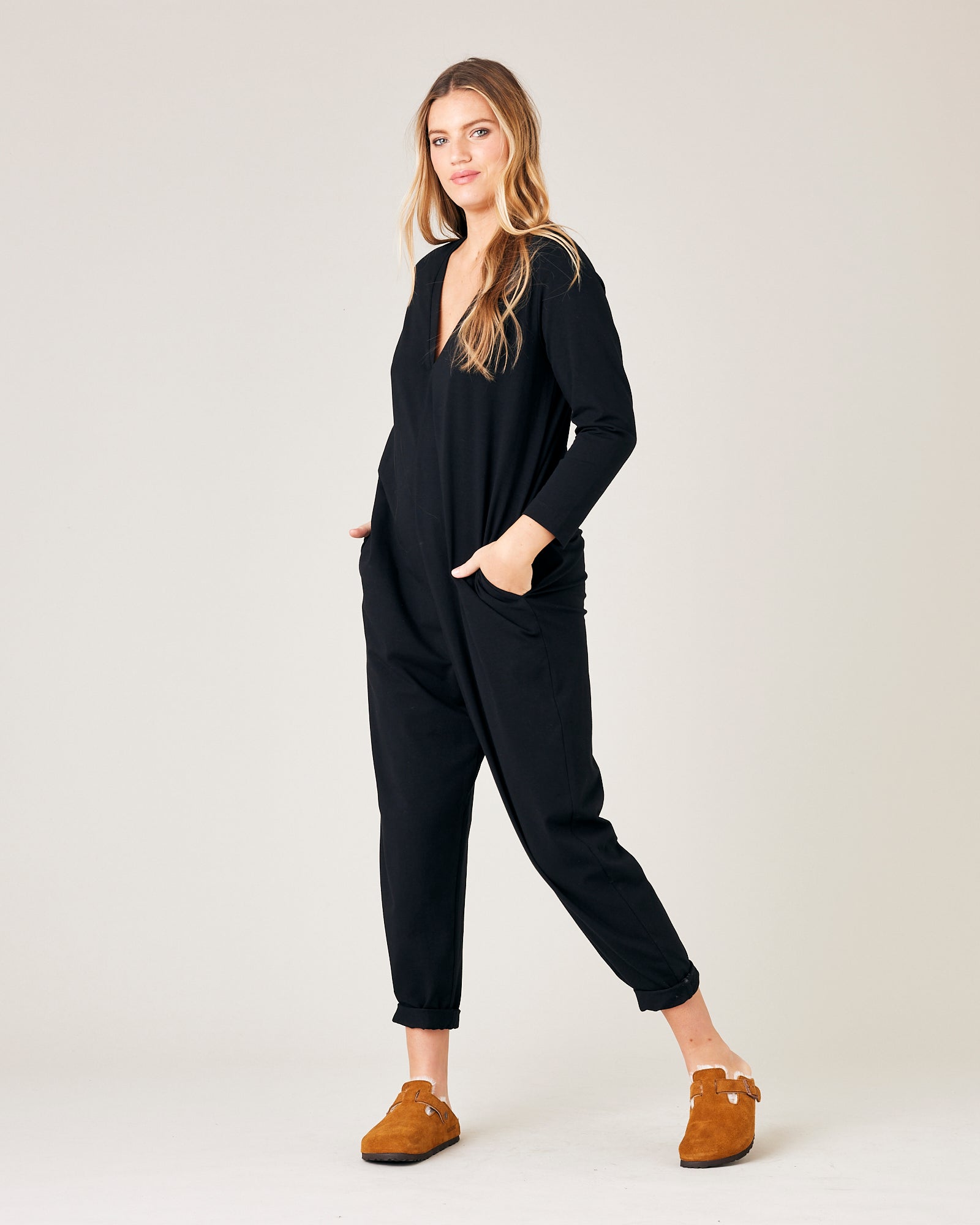 Milly Black Cotton Jersey Jumpsuit with Pockets Beyond Nine