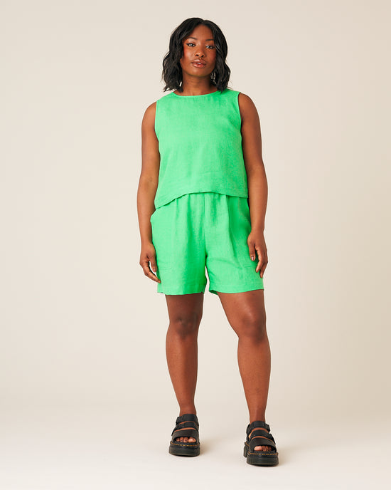 Esme Linen Top - Flash Green