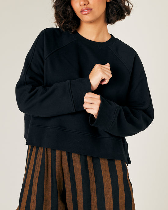 Talia Black Fleece Jersey Jumper