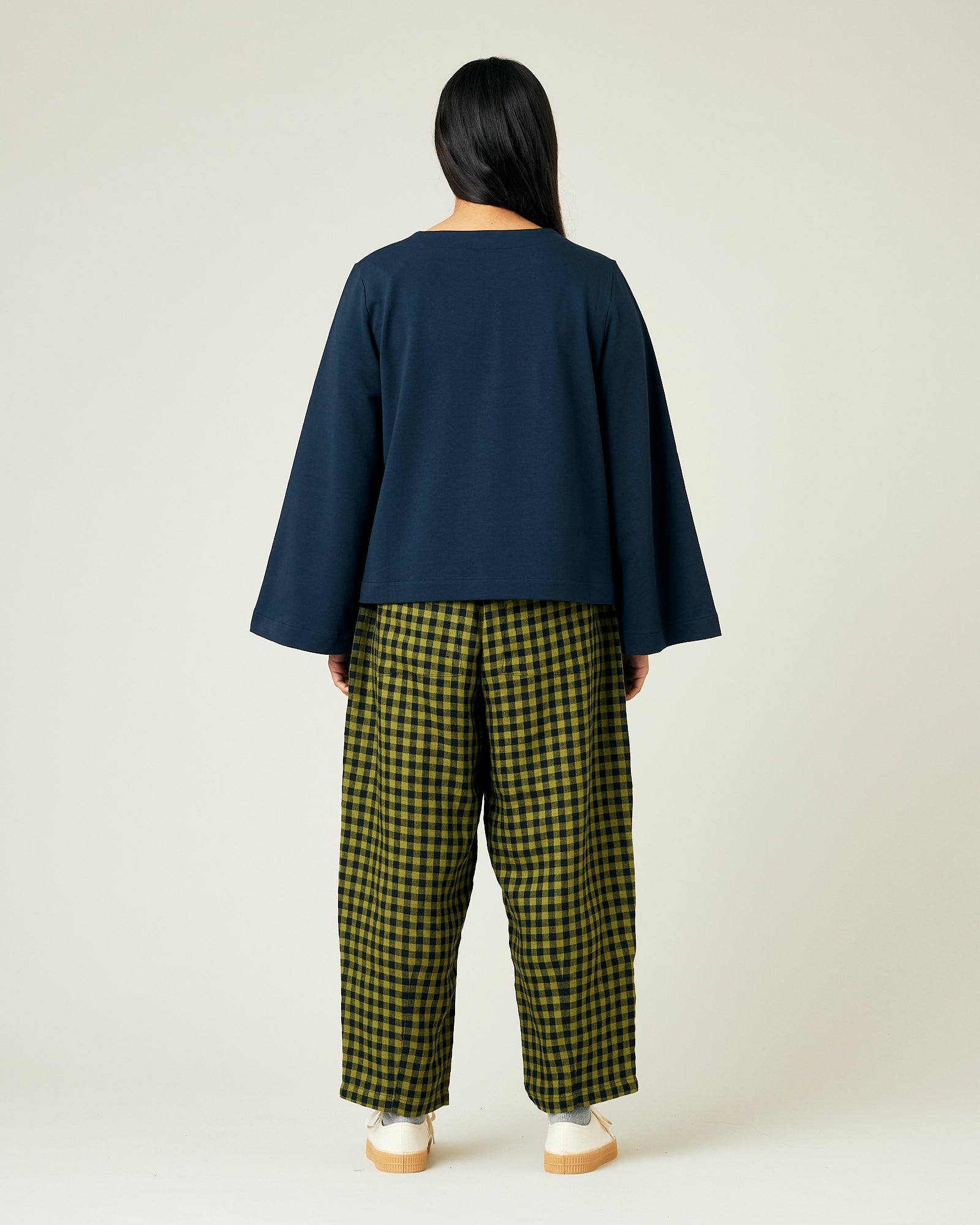 Longer Length Huxley Green Gingham Linen Trousers Beyond Nine
